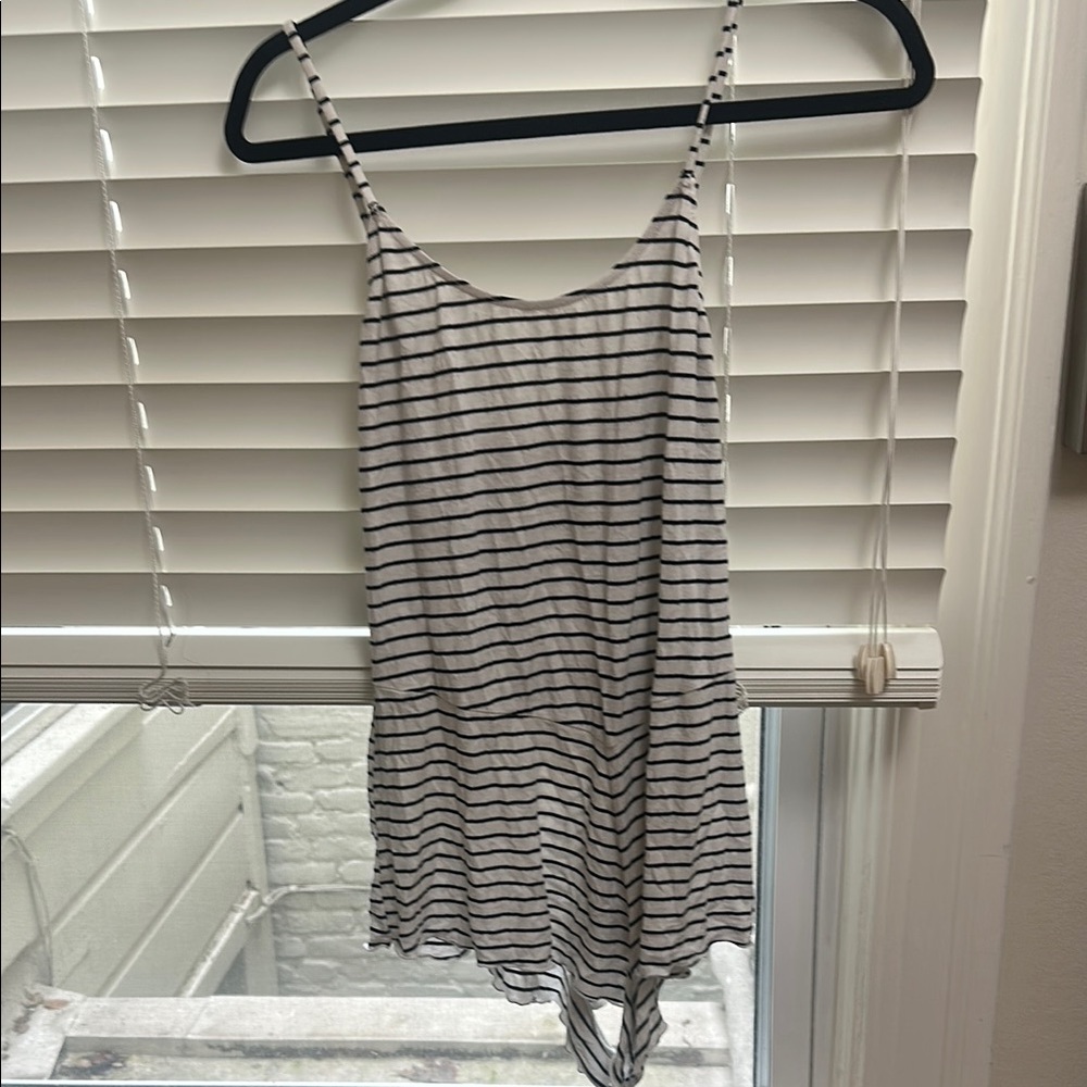 Eberjey Striped Black and White Spaghetti Strap Sleep Romper